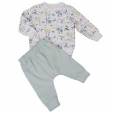 H13542: Baby Boys Jungle Print Top & Cord Pant Outfit (0-9 Months)